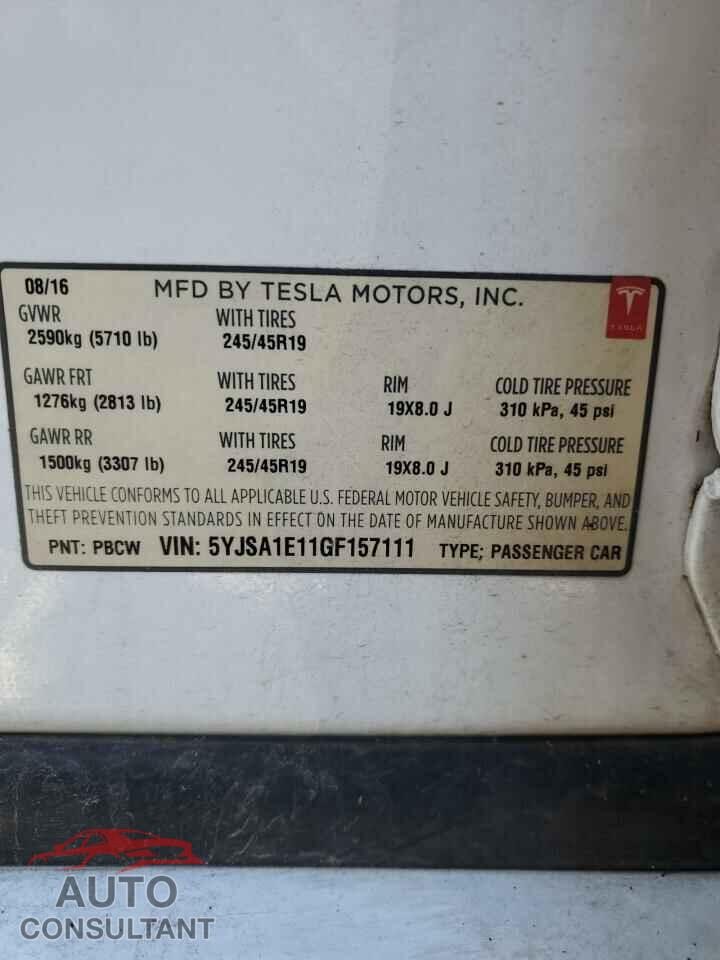 TESLA MODEL S 2016 - 5YJSA1E11GF157111