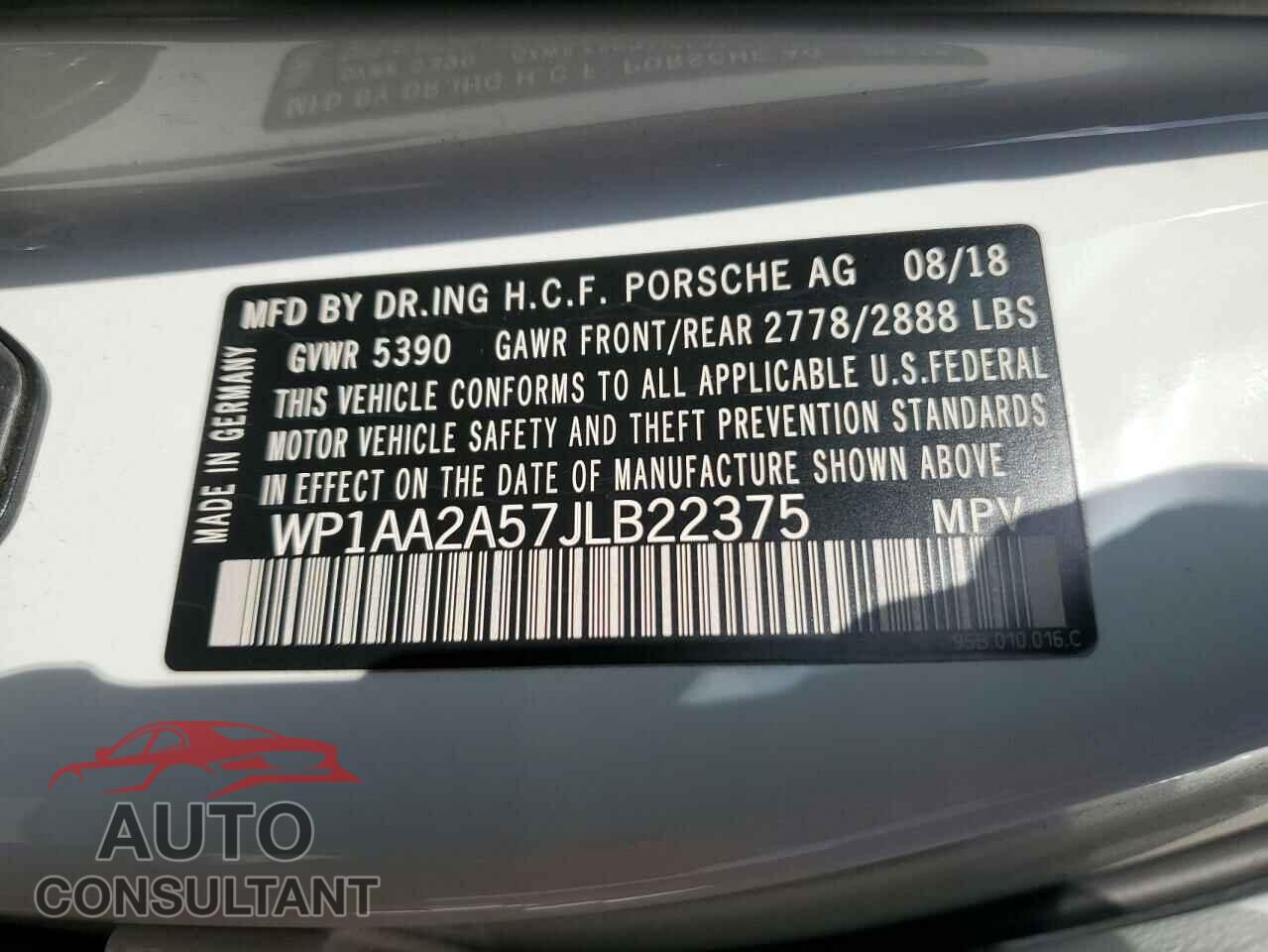 PORSCHE MACAN 2018 - WP1AA2A57JLB22375