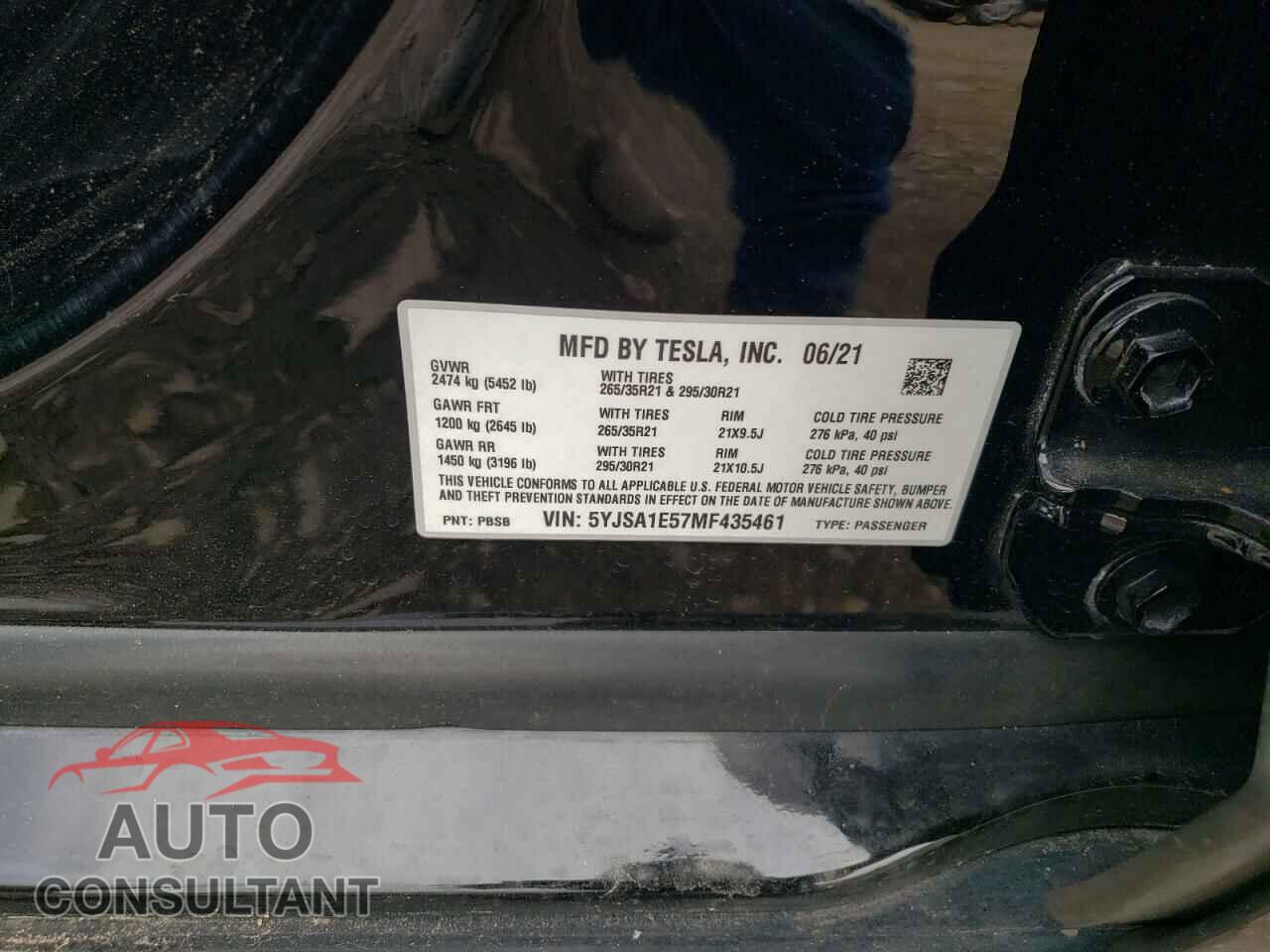 TESLA MODEL S 2021 - 5YJSA1E57MF435461