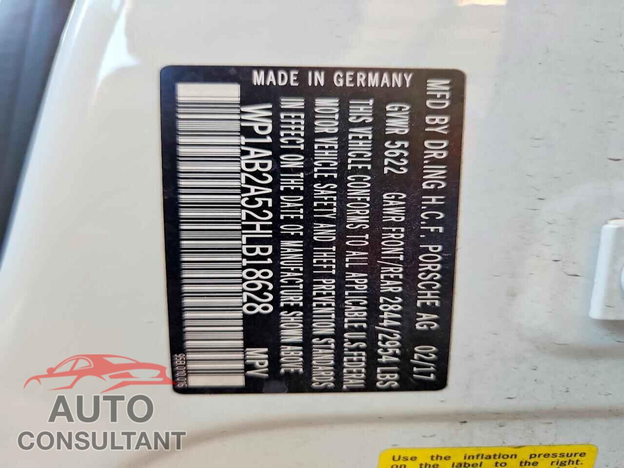 PORSCHE MACAN 2017 - WP1AB2A52HLB18628