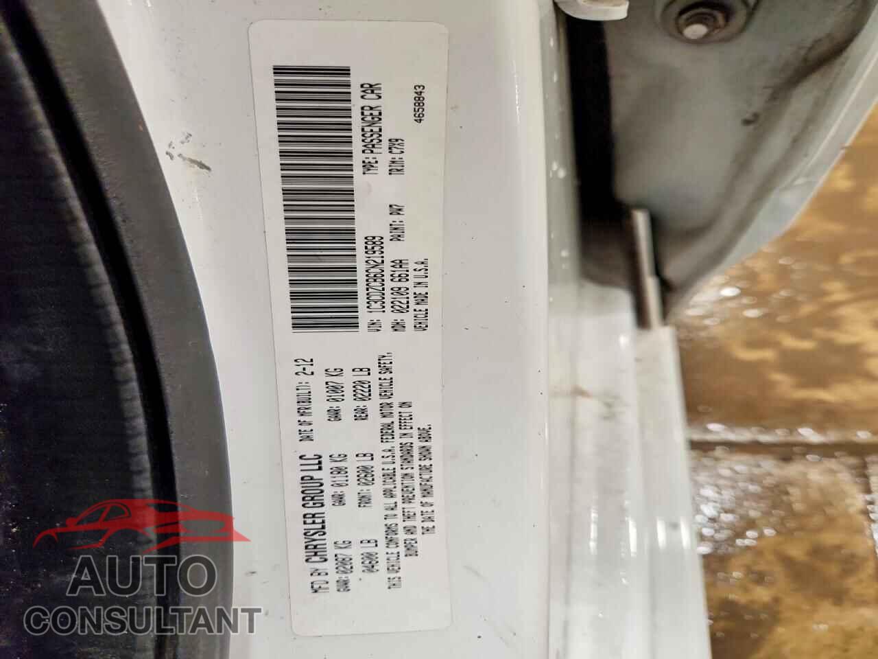 DODGE AVENGER 2012 - 1C3CDZCB6CN219589