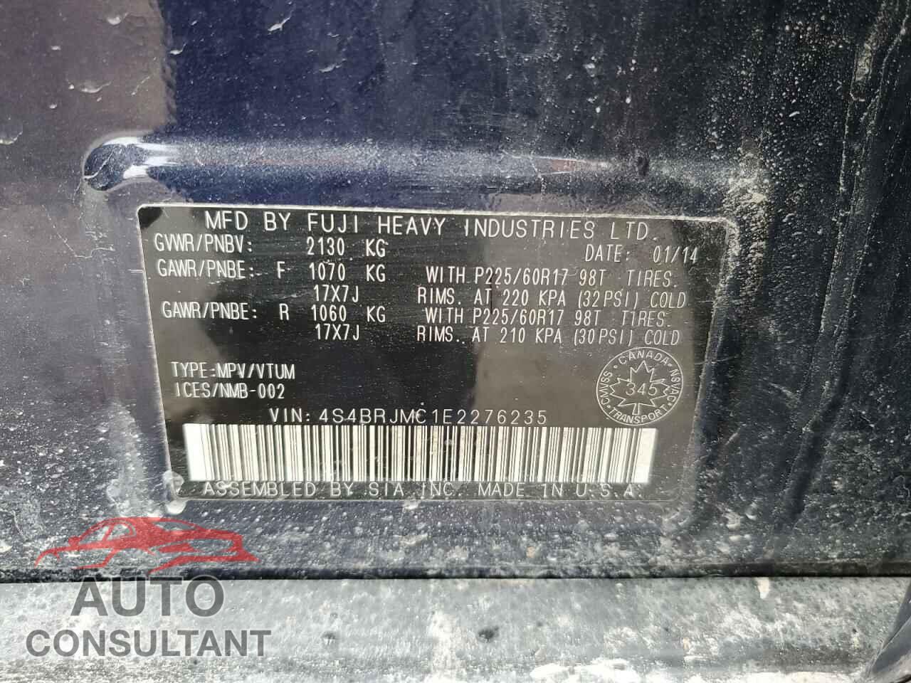 SUBARU OUTBACK 2014 - 4S4BRJMC1E2276235