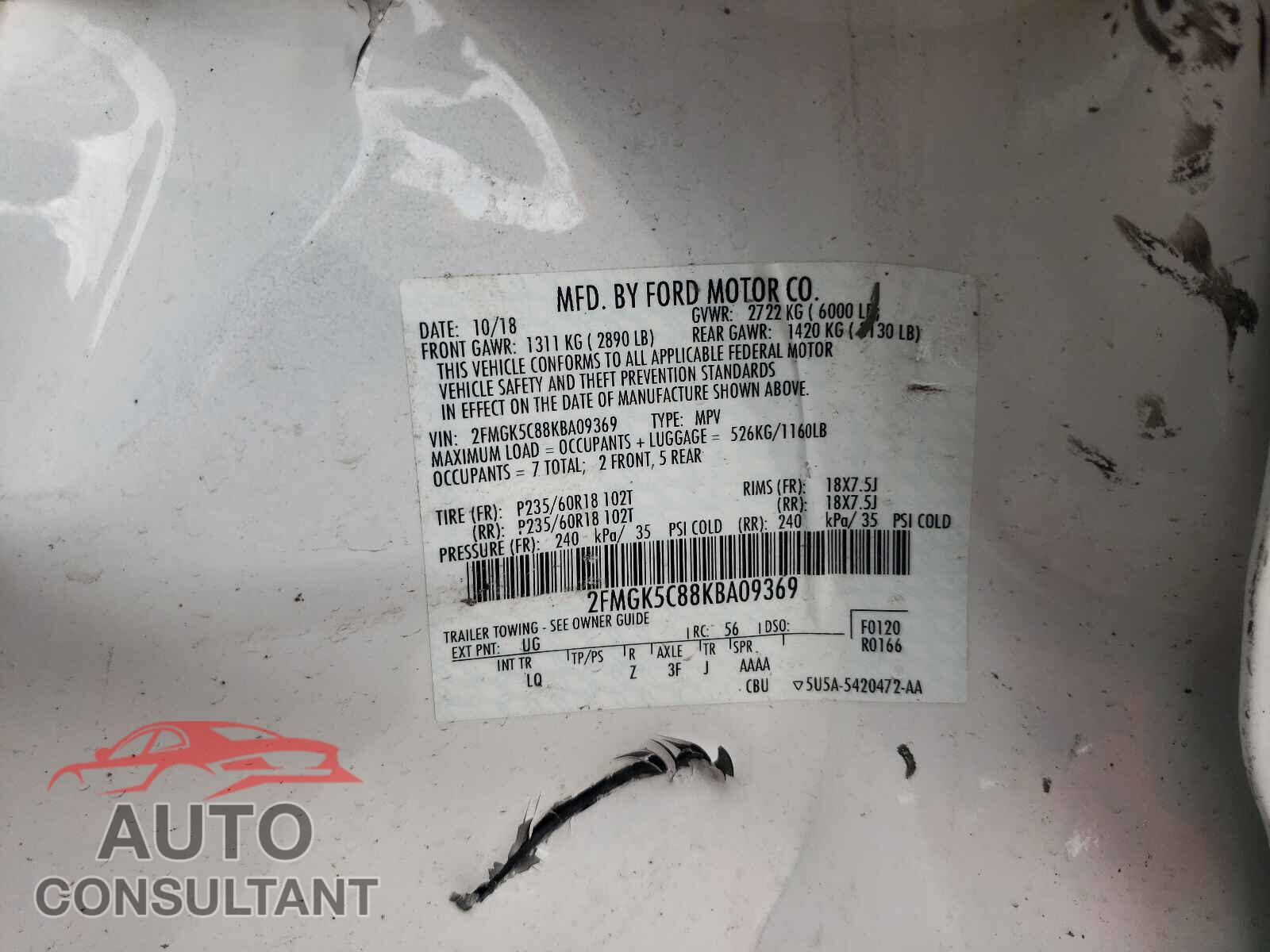 FORD FLEX 2019 - 2FMGK5C88KBA09369