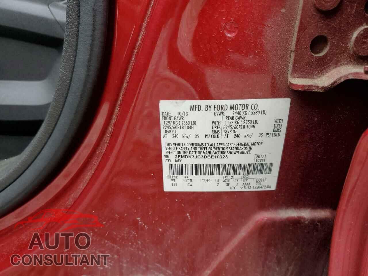 FORD EDGE 2013 - 2FMDK3JC3DBE10023