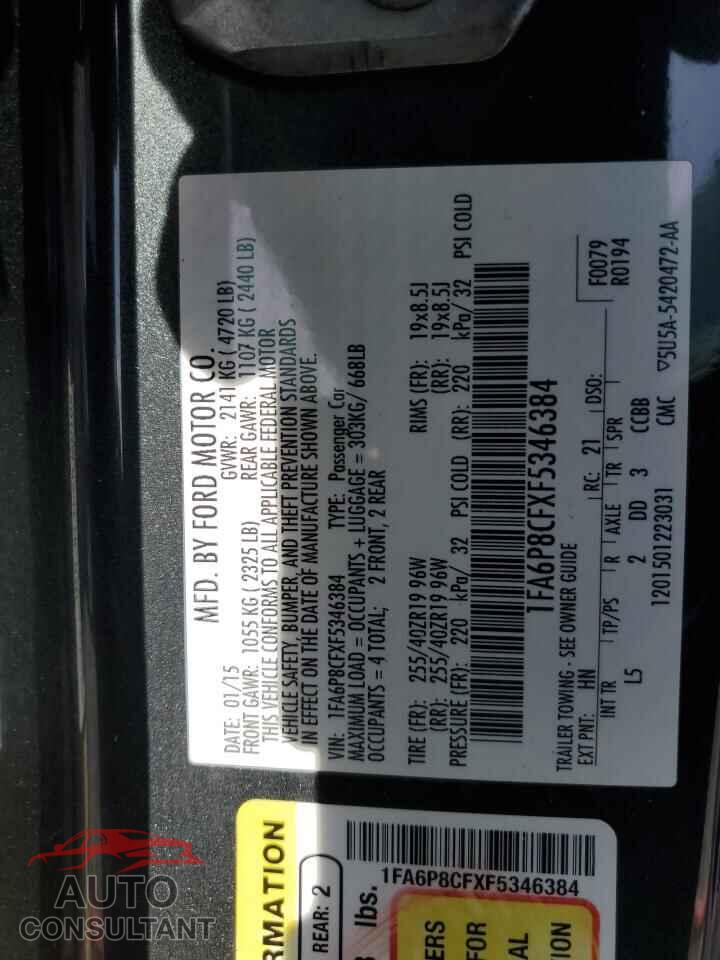 FORD MUSTANG 2015 - 1FA6P8CFXF5346384