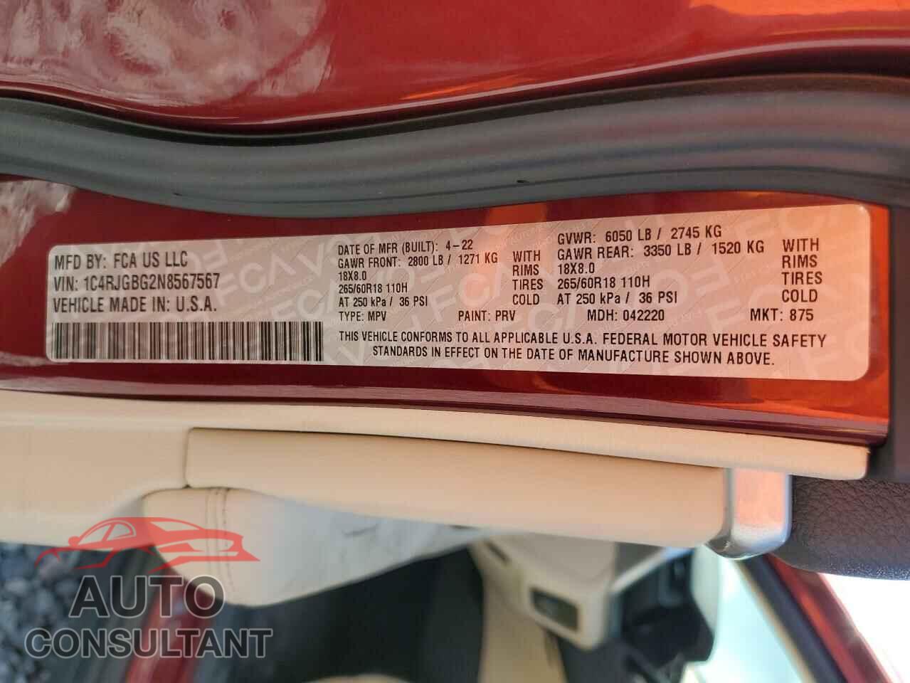 JEEP GRAND CHER 2022 - 1C4RJGBG2N8567567
