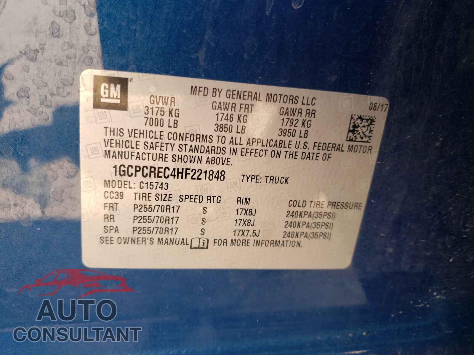 CHEVROLET SILVERADO 2017 - 1GCPCREC4HF221848