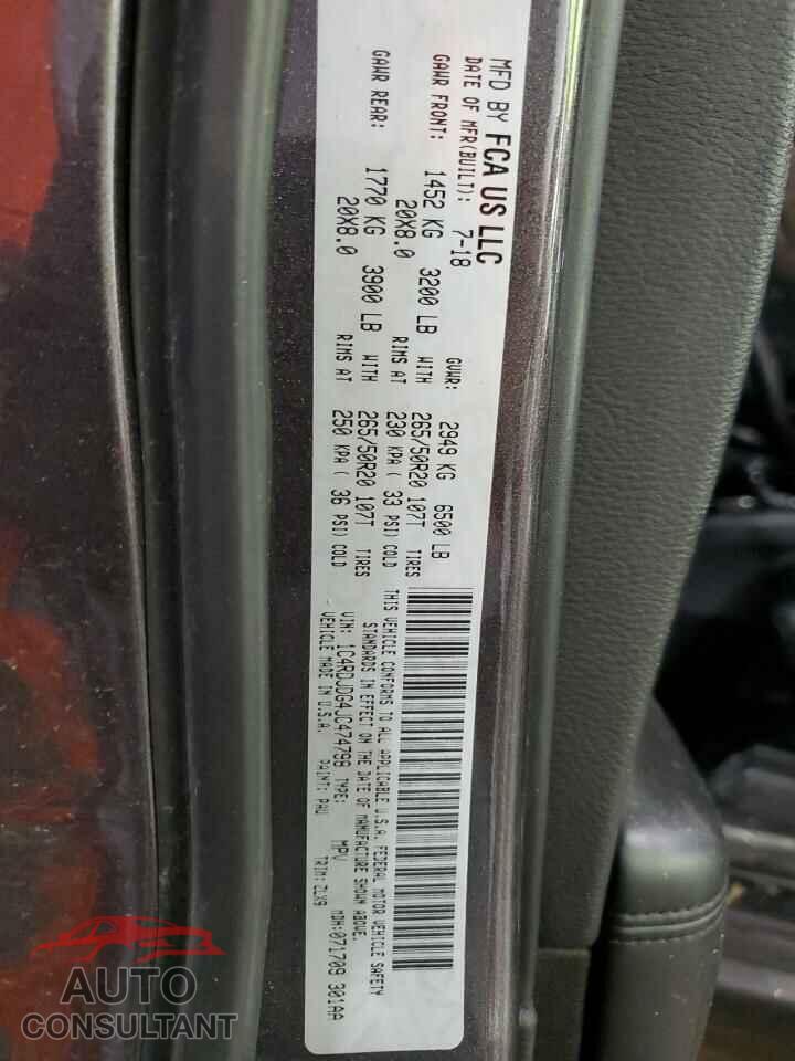DODGE DURANGO 2018 - 1C4RDJDG4JC474798