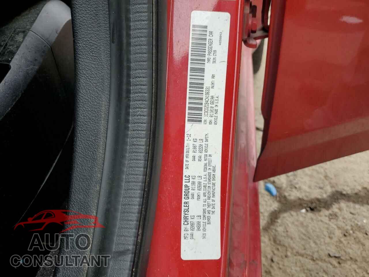 DODGE AVENGER 2012 - 1C3CDZCB4CN196331