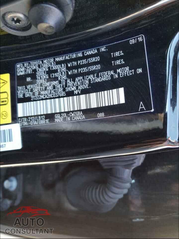 LEXUS RX350 2017 - 2T2ZZMCA2HC037685