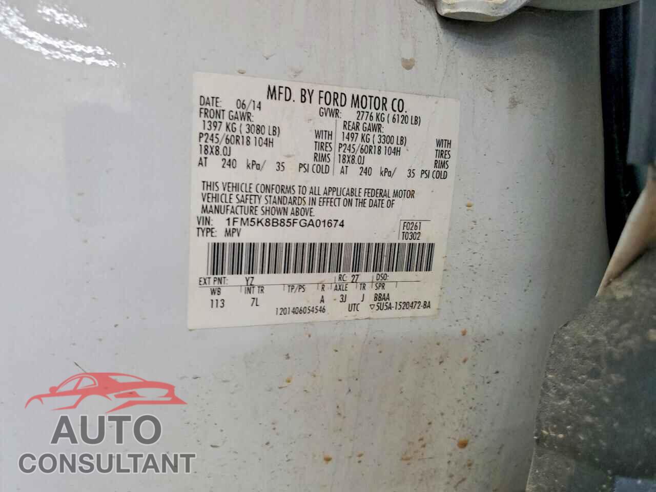 FORD EXPLORER 2015 - 1FM5K8B85FGA01674