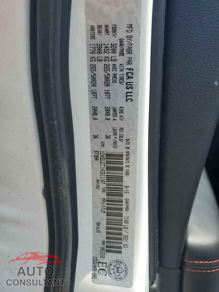 DODGE DURANGO 2017 - 1C4SDJCT1HC611187