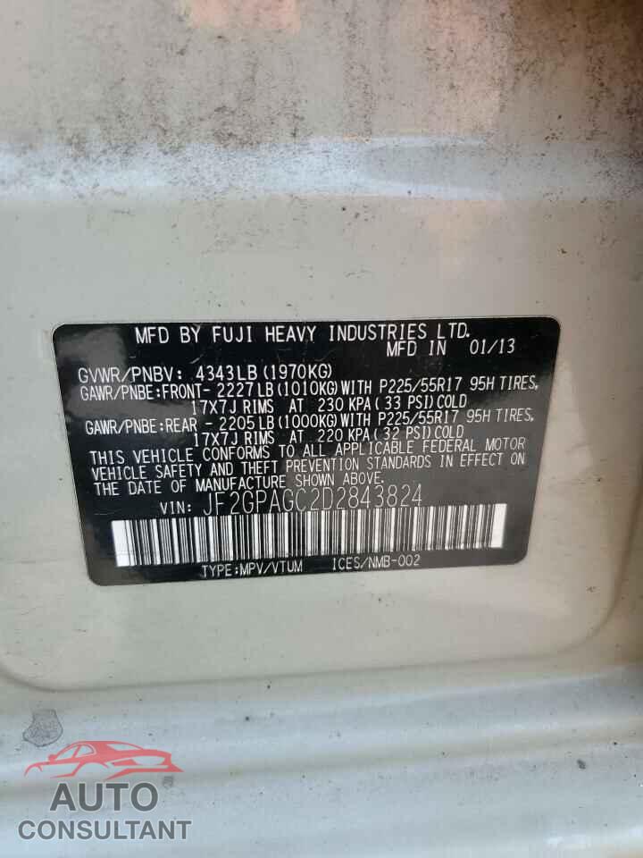 SUBARU XV 2013 - JF2GPAGC2D2843824
