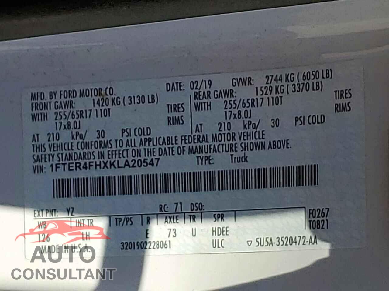 FORD RANGER 2019 - 1FTER4FHXKLA20547