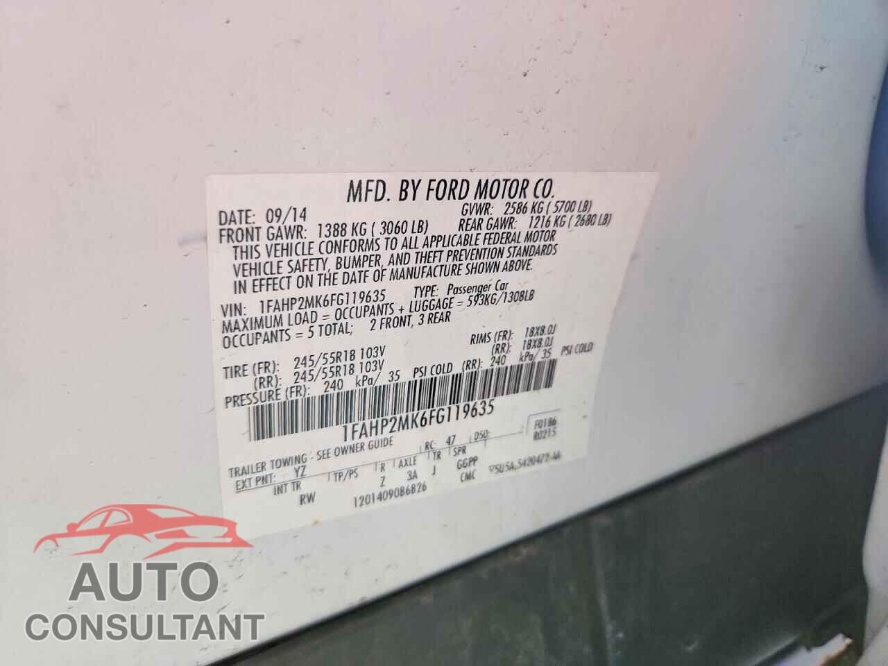 FORD TAURUS 2015 - 1FAHP2MK6FG119635