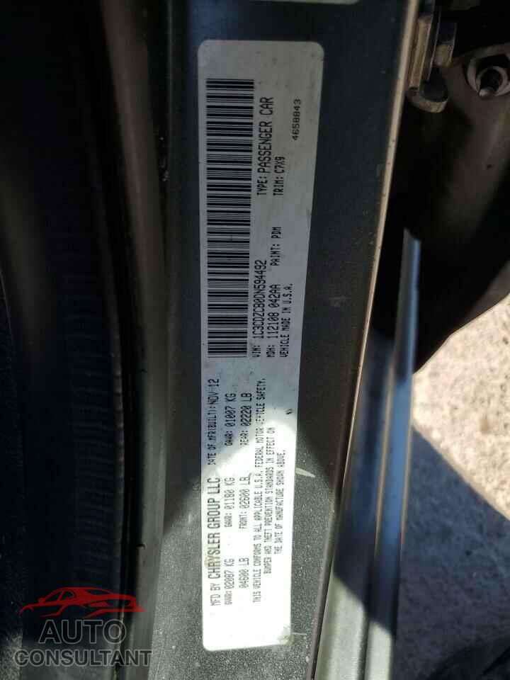 DODGE AVENGER 2013 - 1C3CDZCB0DN594492