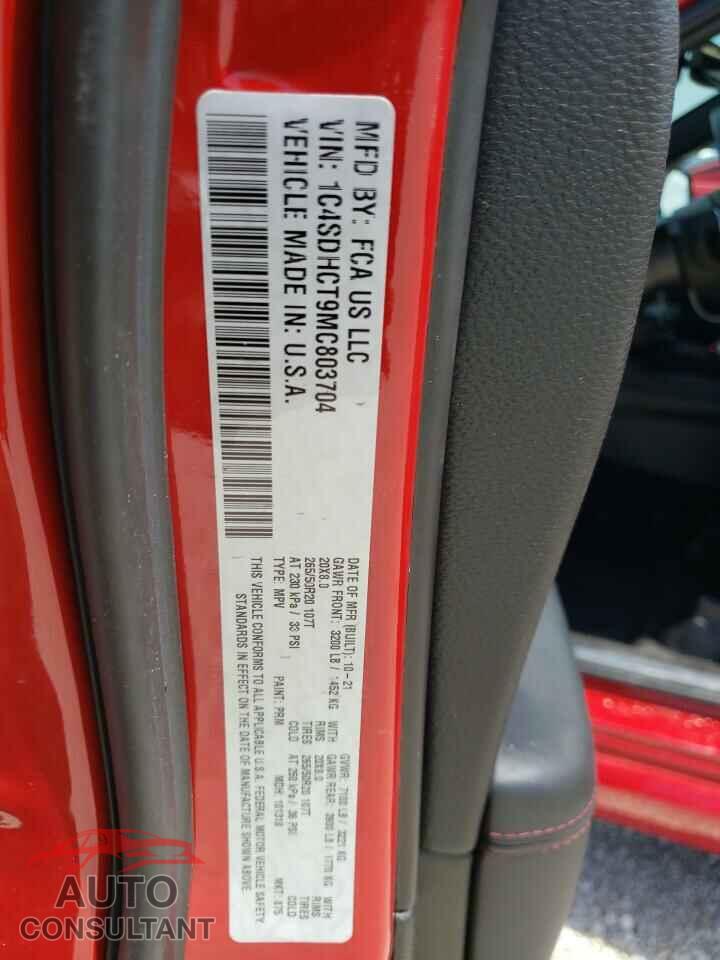 DODGE DURANGO 2021 - 1C4SDHCT9MC803704
