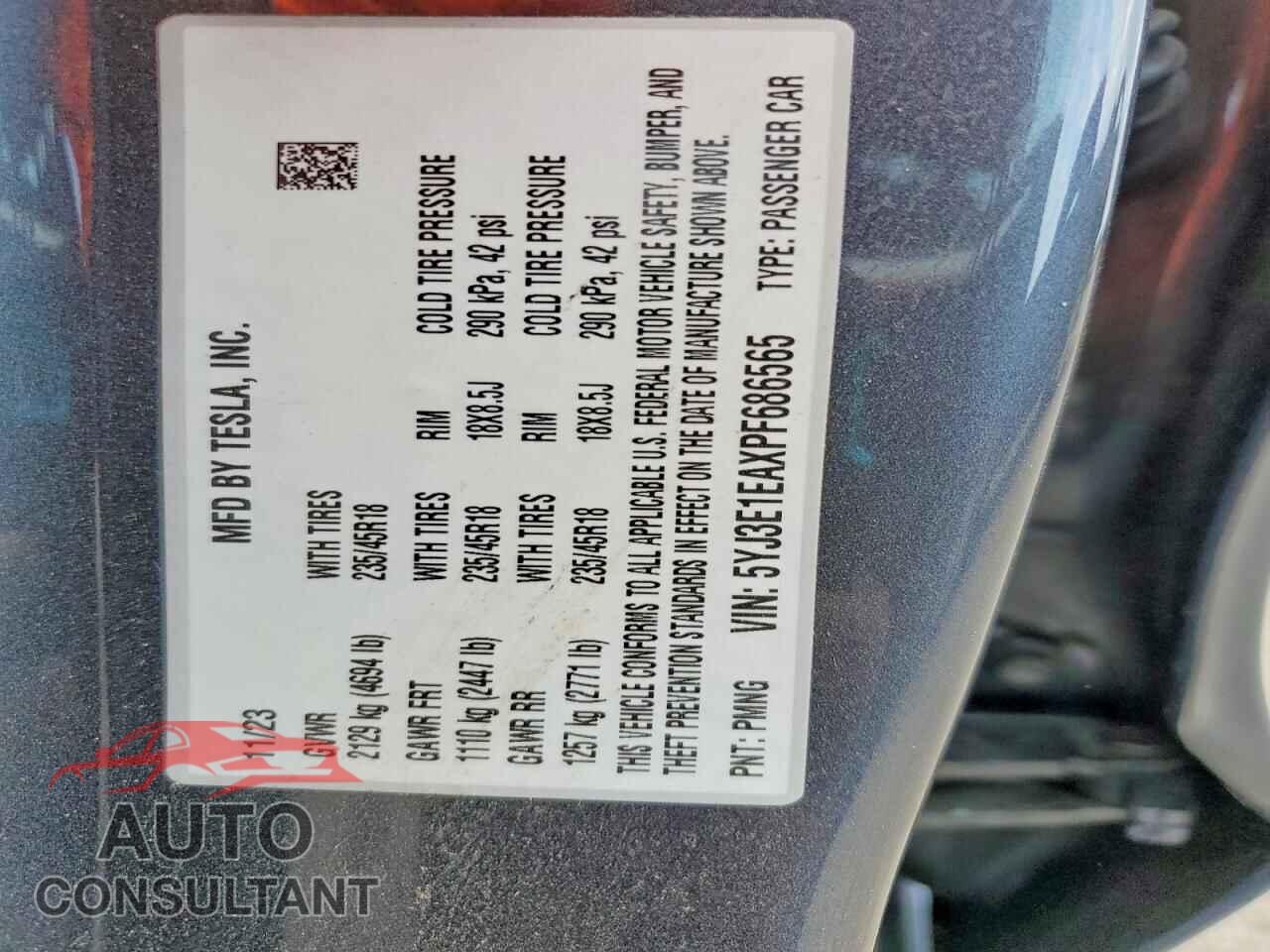 TESLA MODEL 3 2023 - 5YJ3E1EAXPF686565