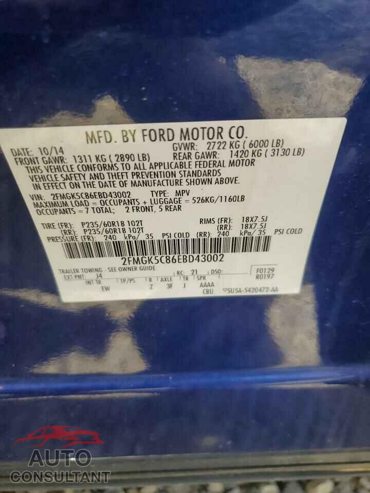 FORD FLEX 2014 - 2FMGK5C86EBD43002