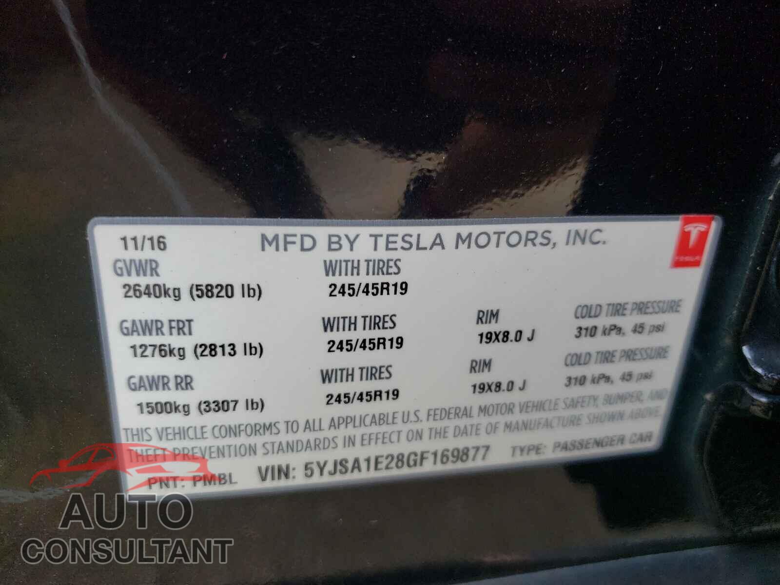 TESLA MODEL S 2016 - 5YJSA1E28GF169877