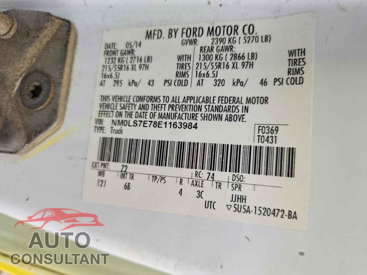 FORD TRANSIT 2014 - NM0LS7E78E1163984