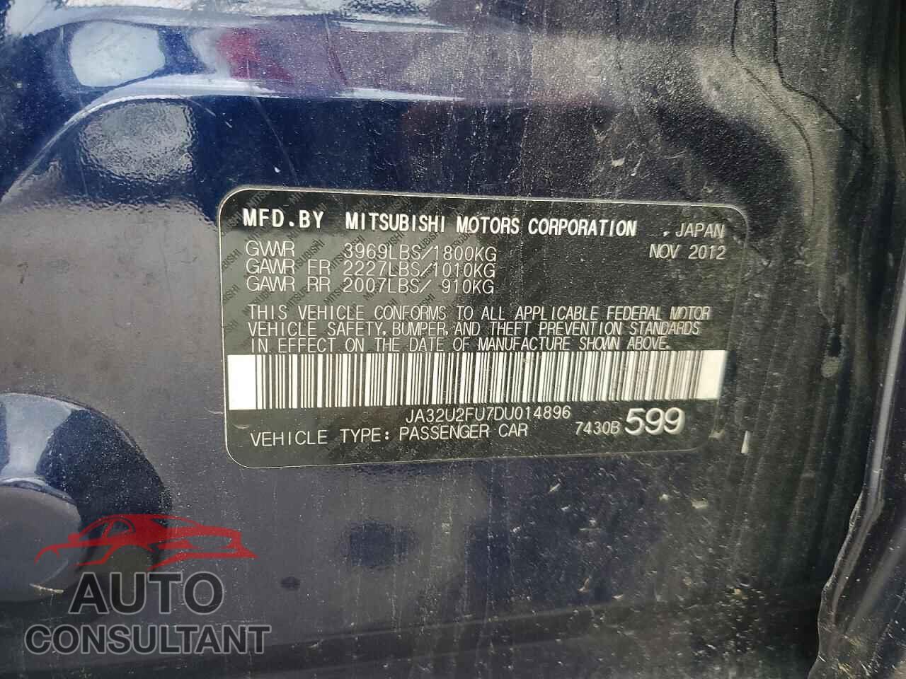 MITSUBISHI LANCER 2013 - JA32U2FU7DU014896
