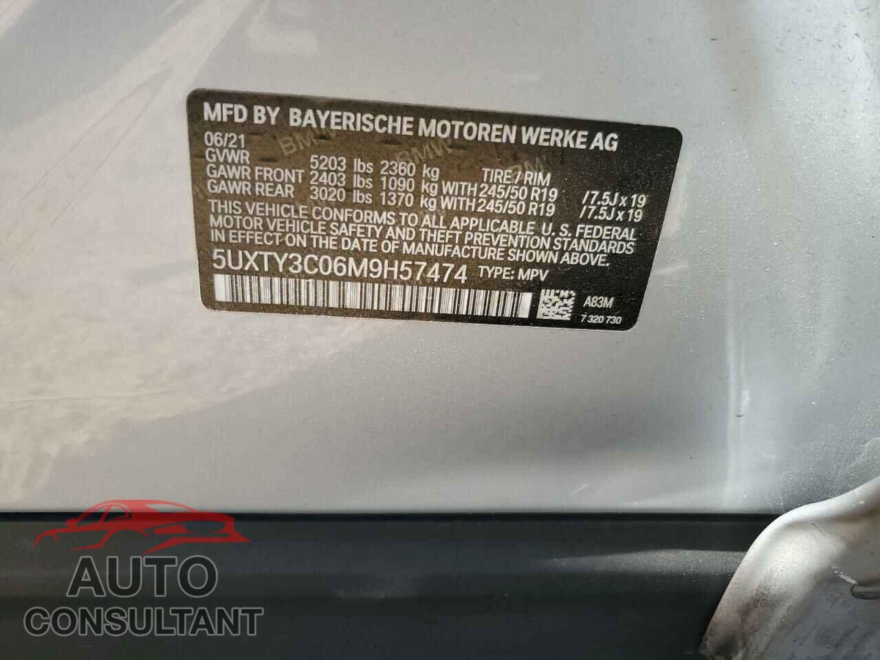 BMW X3 2021 - 5UXTY3C06M9H57474