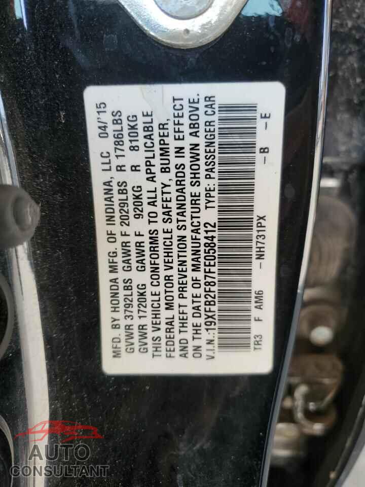 HONDA CIVIC 2015 - 19XFB2F87FE058412