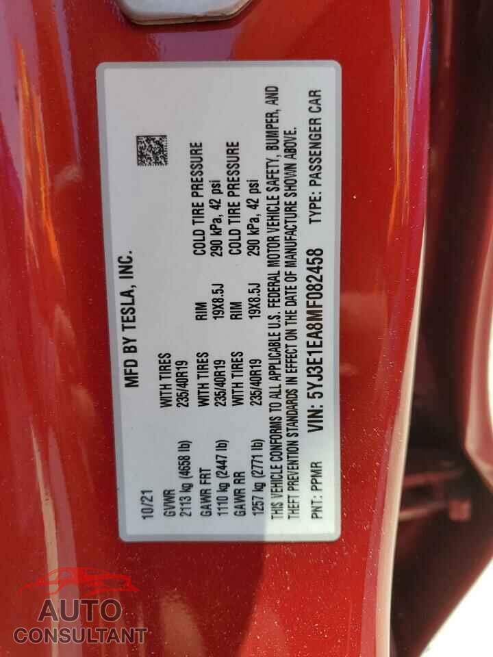 TESLA MODEL 3 2021 - 5YJ3E1EA8MF082458