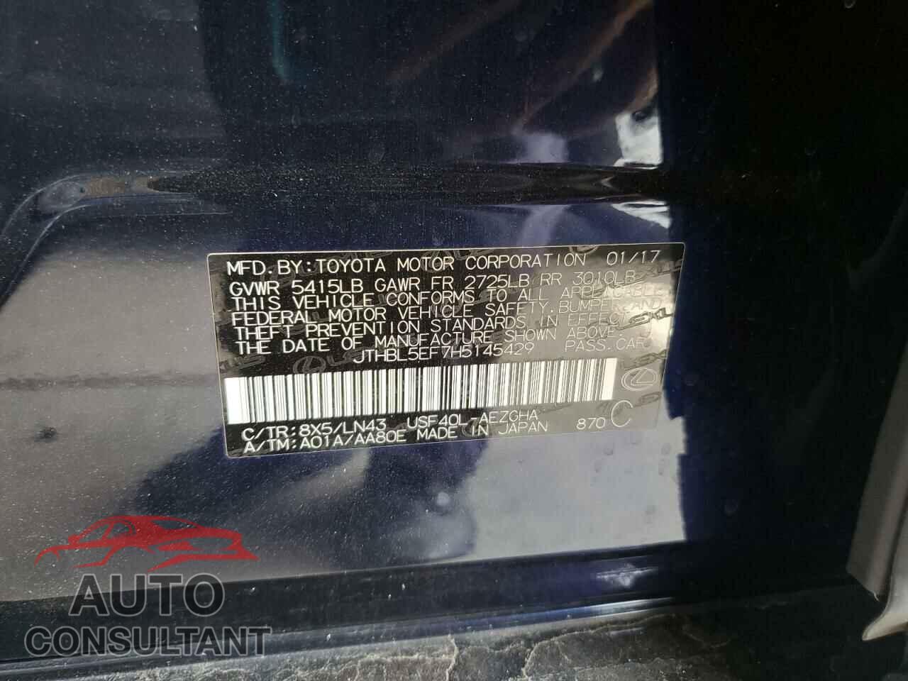 LEXUS LS460 2017 - JTHBL5EF7H5145429