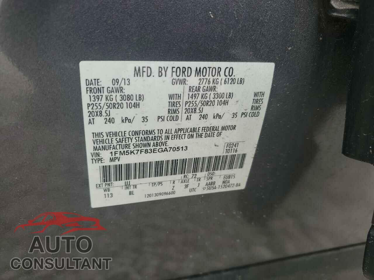 FORD EXPLORER 2014 - 1FM5K7F83EGA70513