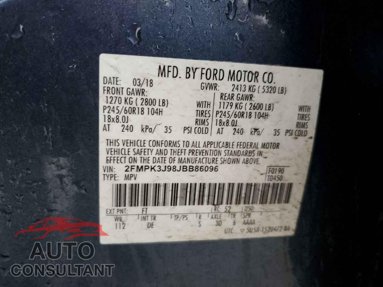 FORD EDGE 2018 - 2FMPK3J98JBB86096