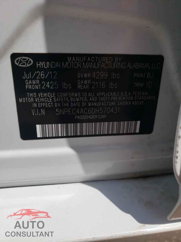 HYUNDAI SONATA 2013 - 5NPEC4AC6DH570431