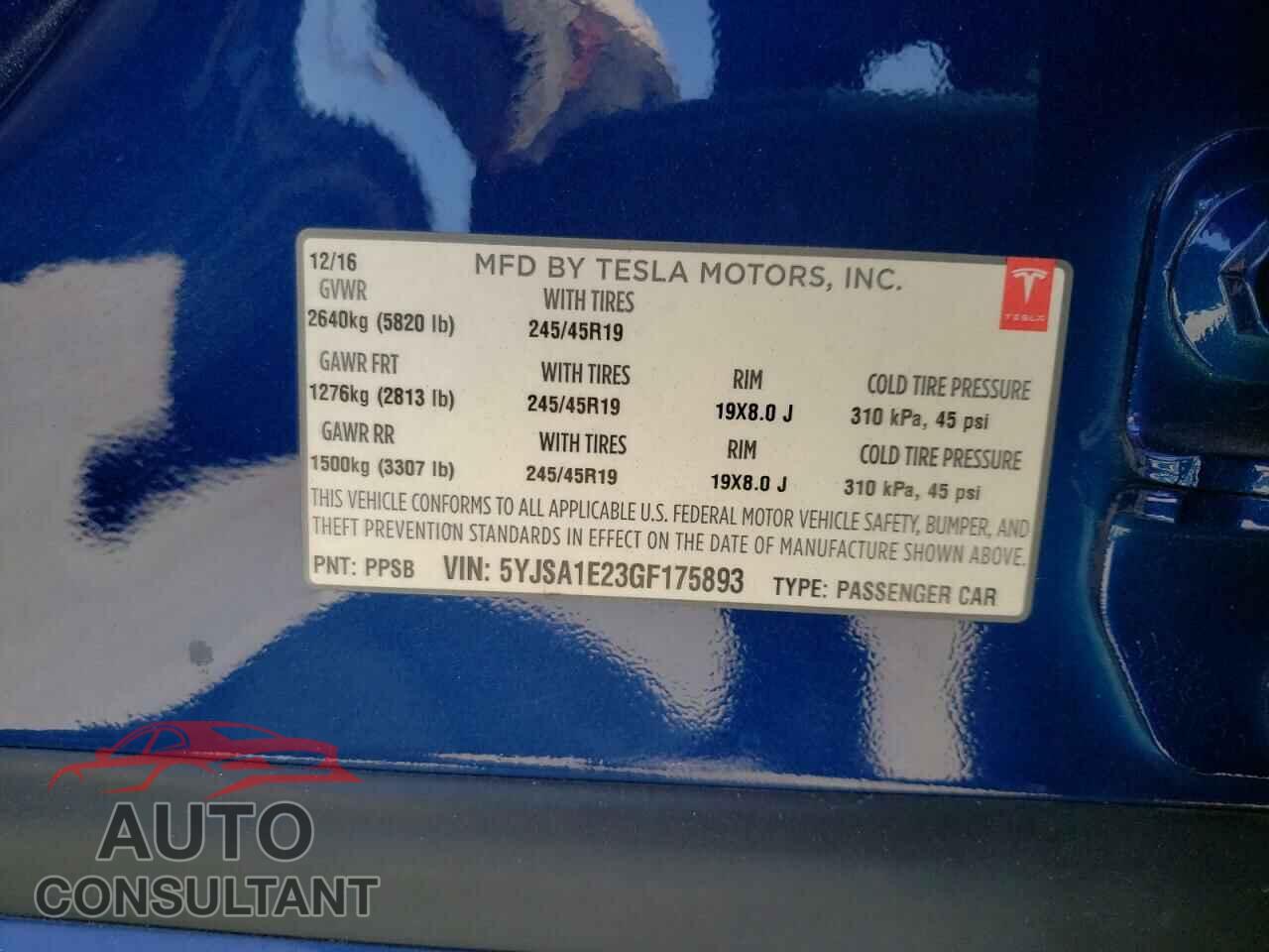 TESLA MODEL S 2016 - 5YJSA1E23GF175893
