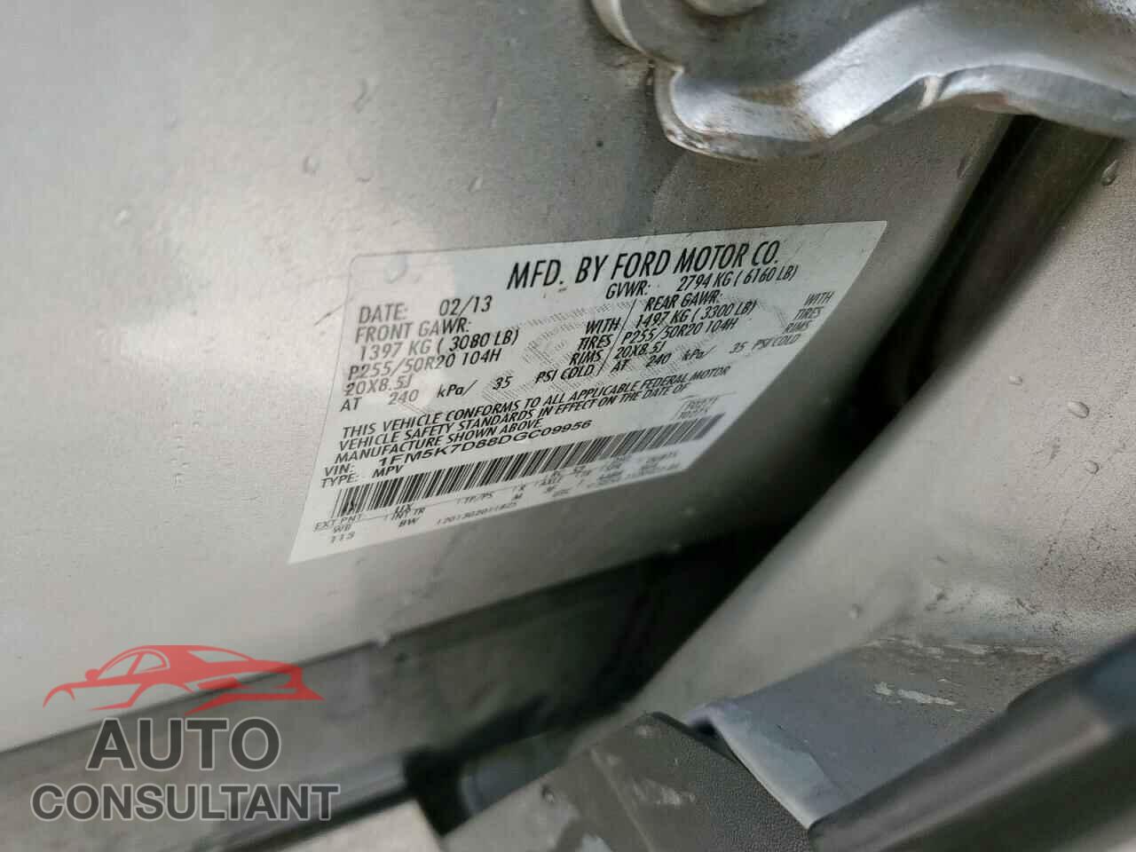 FORD EXPLORER 2013 - 1FM5K7D88DGC09956