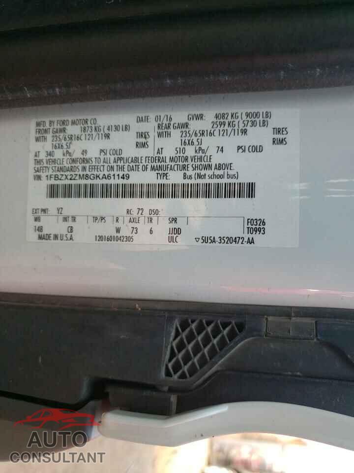 FORD TRANSIT 2016 - 1FBZX2ZM8GKA61149