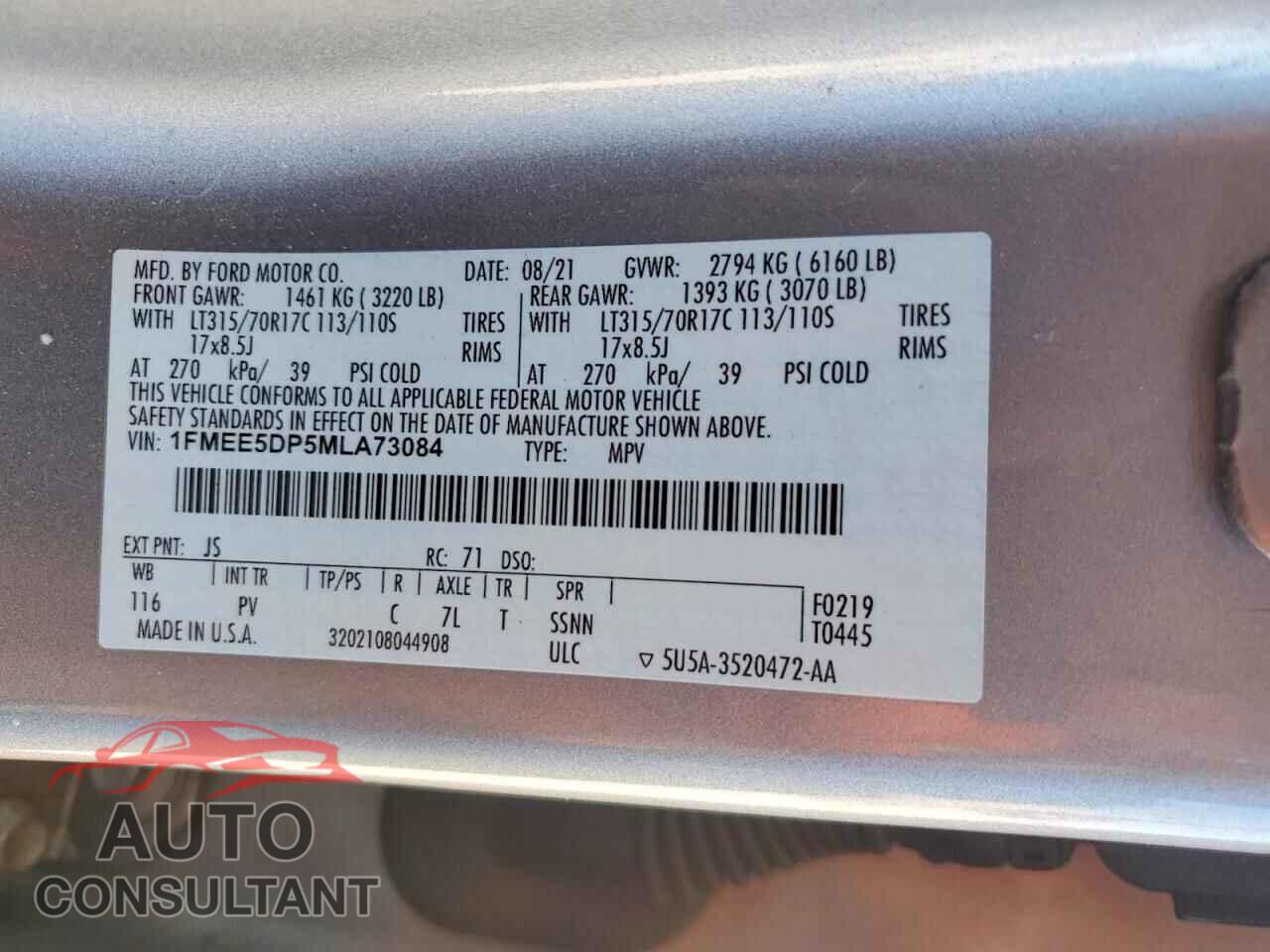 FORD BRONCO 2021 - 1FMEE5DP5MLA73084