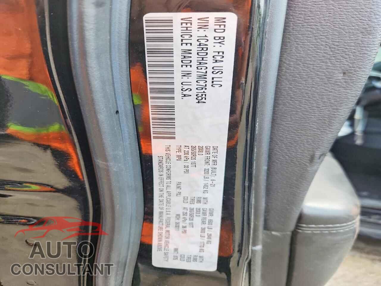 DODGE DURANGO 2021 - 1C4RDHAG7MC761554