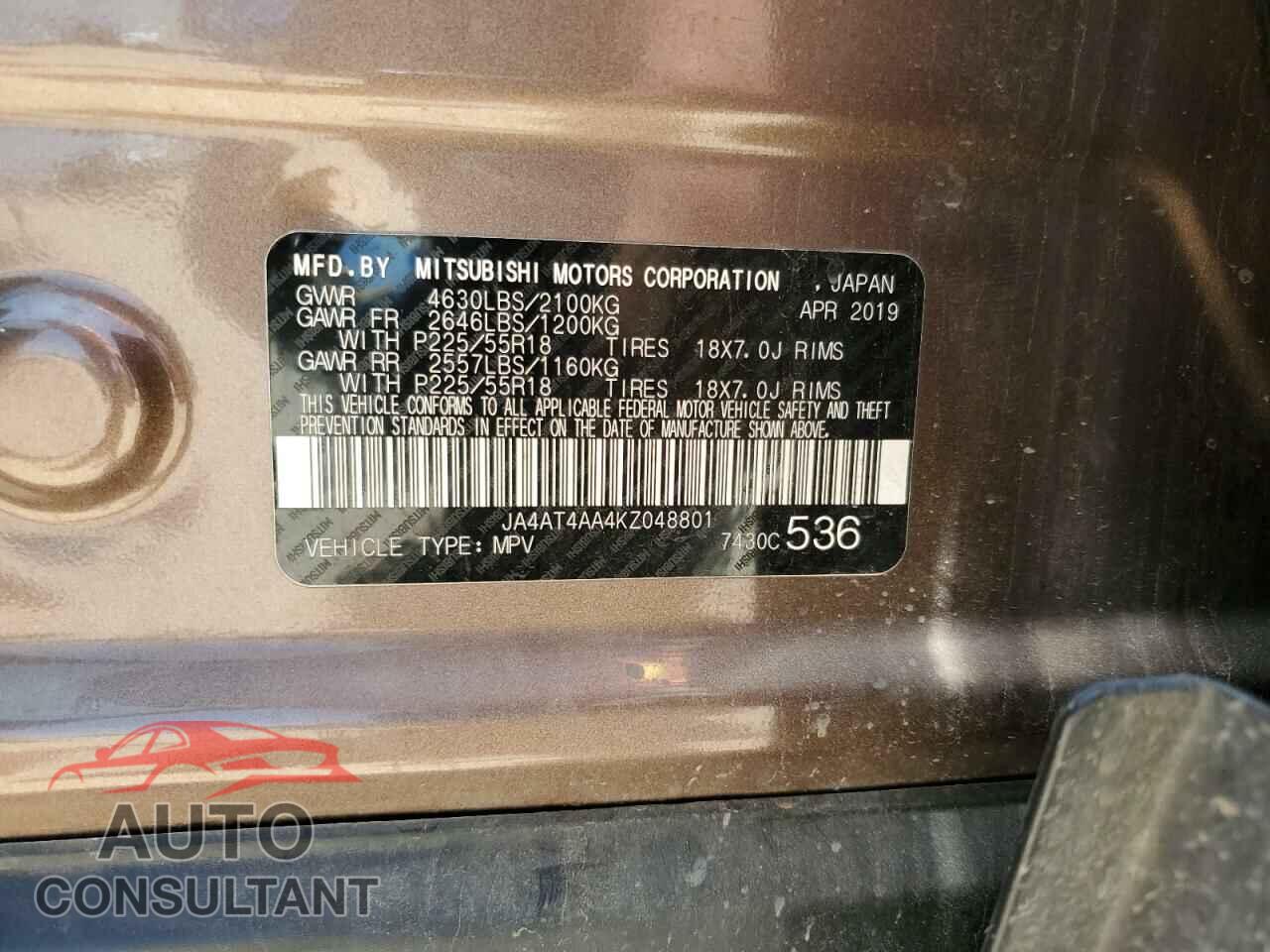 MITSUBISHI ECLIPSE 2019 - JA4AT4AA4KZ048801