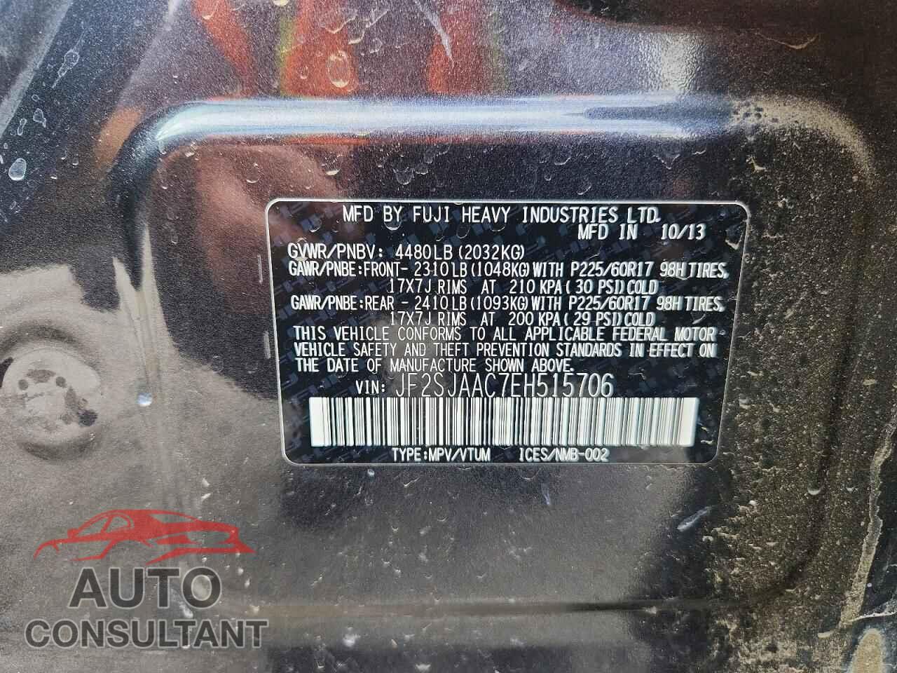 SUBARU FORESTER 2014 - JF2SJAAC7EH515706