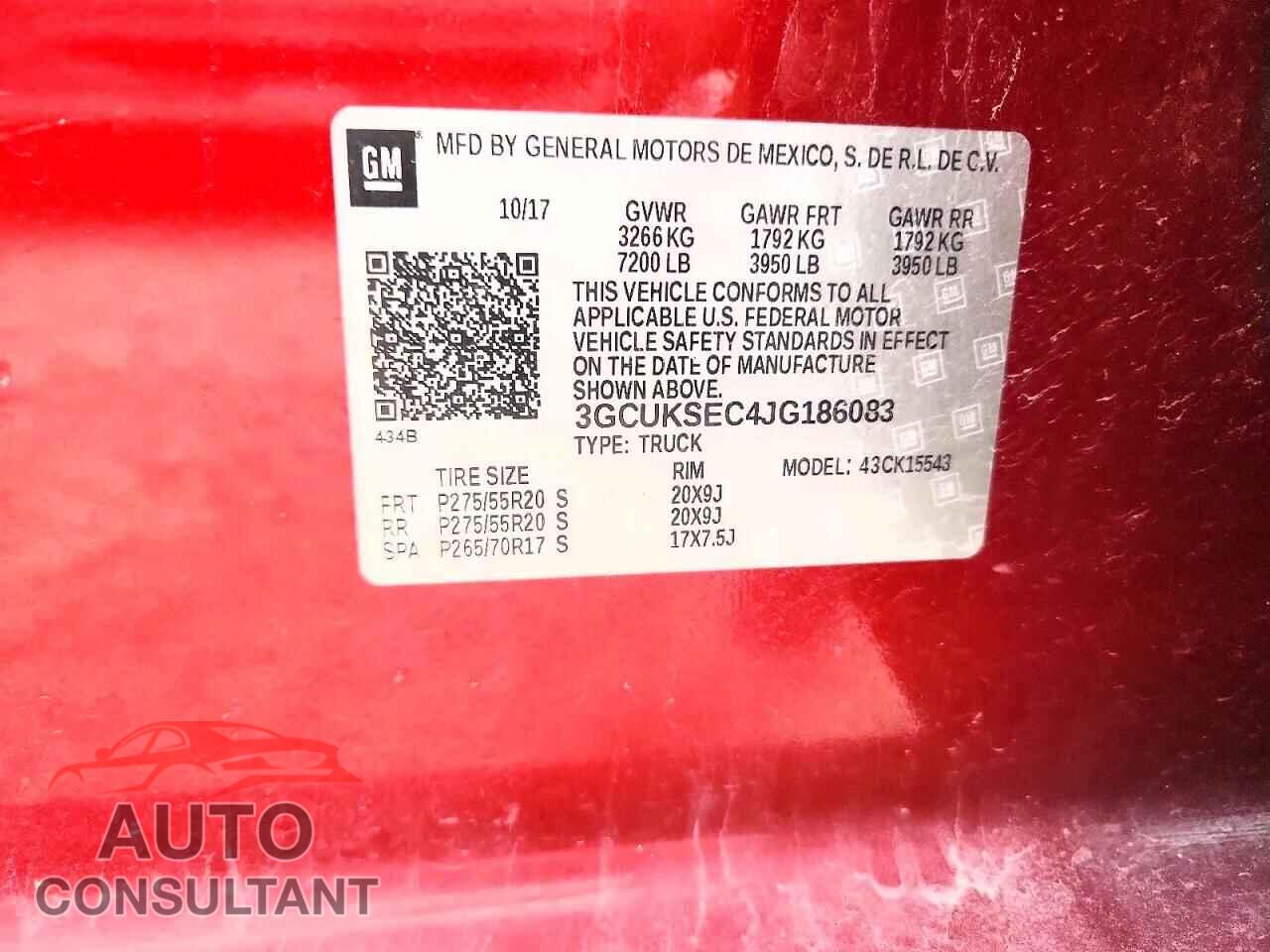 CHEVROLET SILVERADO 2018 - 3GCUKSEC4JG186083