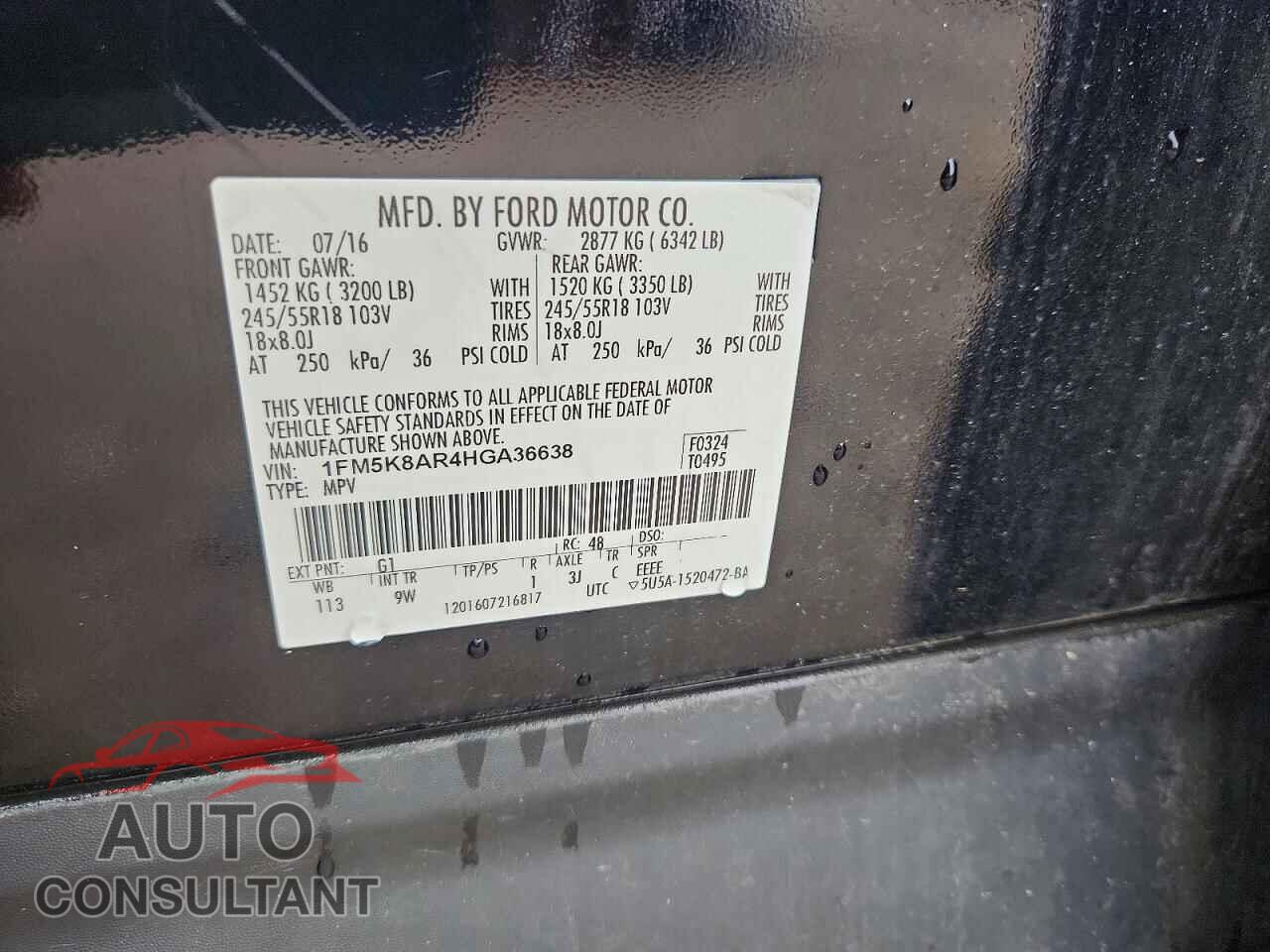 FORD EXPLORER 2017 - 1FM5K8AR4HGA36638