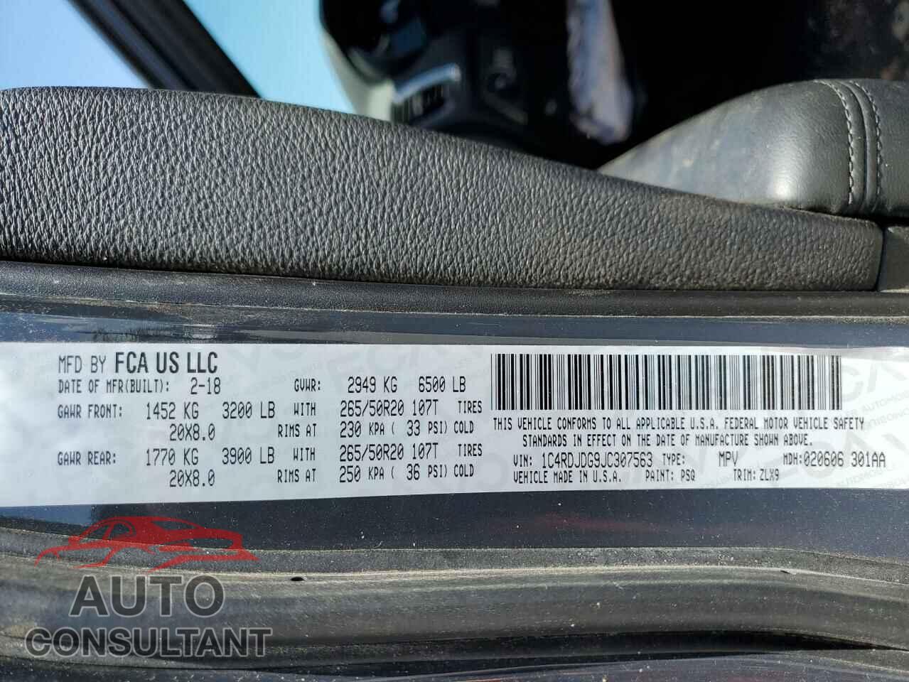 DODGE DURANGO 2018 - 1C4RDJDG9JC307563