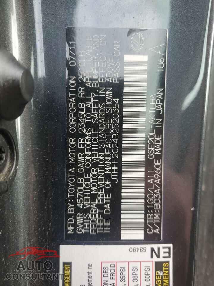 LEXUS IS 2011 - JTHFF2C24B2520354