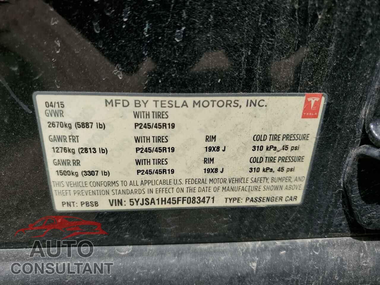 TESLA MODEL S 2015 - 5YJSA1H45FF083471