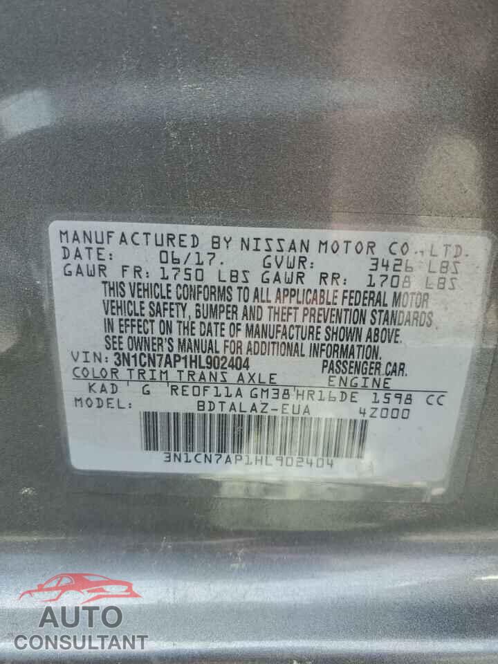 NISSAN VERSA 2017 - 3N1CN7AP1HL902404