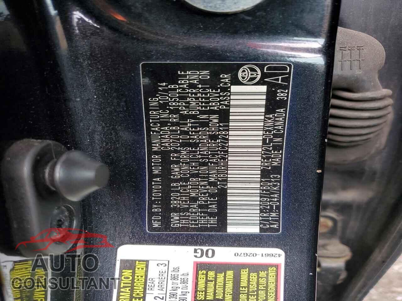 TOYOTA COROLLA 2015 - 2T1BURHE2FC272811