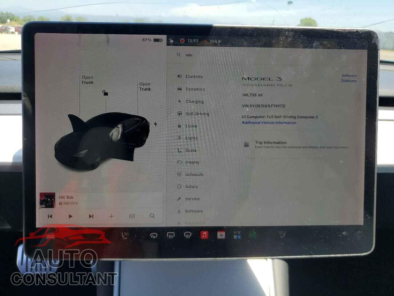 TESLA MODEL 3 2020 - 5YJ3E1EA1LF741172