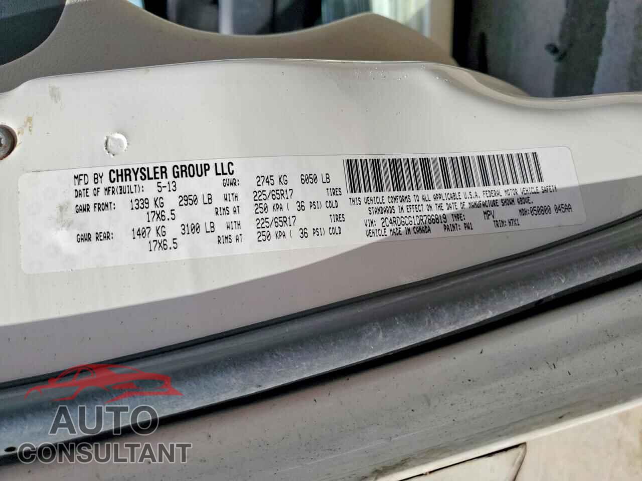 DODGE CARAVAN 2013 - 2C4RDGCG1DR786819