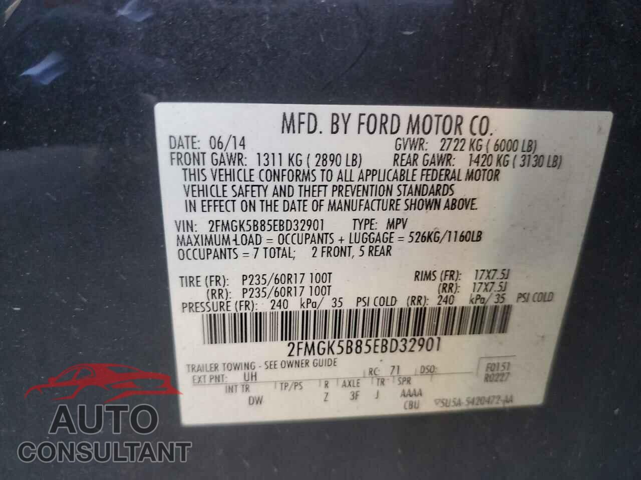 FORD FLEX 2014 - 2FMGK5B85EBD32901